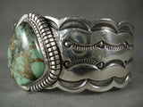 Important Famous Artist Vintage Navajo Natural Turquoise Native American Jewelry Silver Bracelet-Nativo Arts