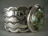 Important Famous Artist Vintage Navajo Natural Turquoise Native American Jewelry Silver Bracelet-Nativo Arts
