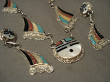 Important Famous Zuni Eldred Martinez Turquoise Native American Jewelry Silver Necklace & Earrings-Nativo Arts