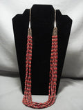 Important 'Football Coral' Yazzie Navajo Heishi Sterling Native American Jewelry Silver Necklace-Nativo Arts
