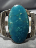 Important Fox Turquoise Vintage Native American Navajo Sterling Silver Bracelet Cuff Old-Nativo Arts