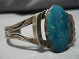 Important Fox Turquoise Vintage Native American Navajo Sterling Silver Bracelet Cuff Old-Nativo Arts