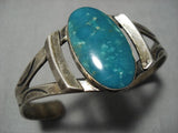 Important Fox Turquoise Vintage Native American Navajo Sterling Silver Bracelet Cuff Old-Nativo Arts
