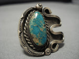 Important Fox Turquoise!! Vintage Native American Navajo Sterling Silver Ring Old-Nativo Arts