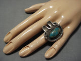 Important Fox Turquoise!! Vintage Native American Navajo Sterling Silver Ring Old-Nativo Arts