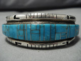 Important Fred Douglas Vintage Native American Navajo Turquoise Sterling Silver Inlay Bracelet-Nativo Arts