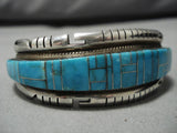 Important Fred Douglas Vintage Native American Navajo Turquoise Sterling Silver Inlay Bracelet-Nativo Arts