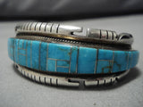 Important Fred Douglas Vintage Native American Navajo Turquoise Sterling Silver Inlay Bracelet-Nativo Arts