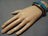 Important Fred Douglas Vintage Native American Navajo Turquoise Sterling Silver Inlay Bracelet-Nativo Arts