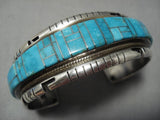 Important Fred Douglas Vintage Native American Navajo Turquoise Sterling Silver Inlay Bracelet-Nativo Arts
