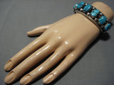 Important Fred Thompson Vintage Native American Jewelry Navajo Turquoise Sterling Silver Bracelet Old-Nativo Arts