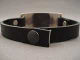 Important Gary Reeves Vintage Navajo Sterling Native American Jewelry Silver Leather Bracelet-Nativo Arts