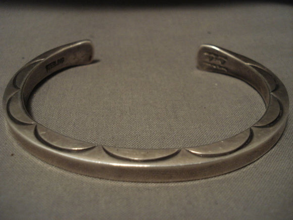 Important Heavier Vintage Navajo Orville Tsinnie Native American Jewelry Silver Cloud Bracelet- Thick!-Nativo Arts