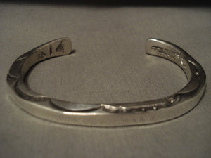 Important Heavy And Thicker Navajo Orville Tsinnie Native American Jewelry Silver Bracelet-Nativo Arts