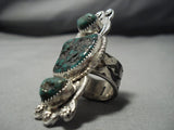 Important Heavy Huge Vintage Native American Jewelry Navajo Candelaria Turquoise Sterling Silver Ring-Nativo Arts