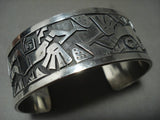 Important Hopi Vernon Mansfield 'Squared Kokopelli' Native American Jewelry Silver Bracelet-Nativo Arts