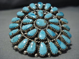 Important Huge Native American Jewelry Navajo Turquoise Sun Sterling Silver Ring-Nativo Arts