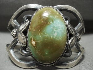 Important Huge Natural Damale Turquoise Harry Morgan Native American Jewelry Silver Bracelet-Nativo Arts
