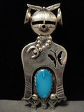 Important Huge Nelson Morton Navajo Turquoise Native American Jewelry Silver Kachina Pin Pendant-Nativo Arts