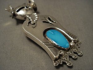 Important Huge Nelson Morton Navajo Turquoise Native American Jewelry Silver Kachina Pin Pendant-Nativo Arts