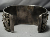 Important Huge Real Gold Vintage Native American Navajo Sterling Silver Kachina Bracelet Old-Nativo Arts