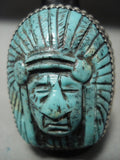 Important Huge Vintage Francisco Gomez Turquoise Cheif Native American Jewelry Silver Ring-Nativo Arts