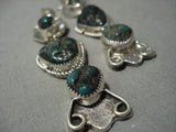 Important Huge Vintage Native American Jewelry Navajo Candelaria Turquoise Sterling Silver Earrings-Nativo Arts
