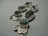 Important Huge Vintage Native American Jewelry Navajo Candelaria Turquoise Sterling Silver Earrings-Nativo Arts