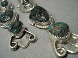 Important Huge Vintage Native American Jewelry Navajo Candelaria Turquoise Sterling Silver Earrings-Nativo Arts