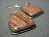 Important Huge Vintage Native American Jewelry Navajo Kirk Smith Spiny Shell Sterling Silver Earrings-Nativo Arts