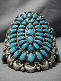 Important Huge Vintage Native American Jewelry Navajo Natural Turquoise Sterling Silver Cluster Bracelet-Nativo Arts