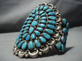 Important Huge Vintage Native American Jewelry Navajo Natural Turquoise Sterling Silver Cluster Bracelet-Nativo Arts