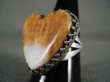 Important Huge Vintage Navajo Benny Touchine Heart Of Shell Native American Jewelry Silver Ring-Nativo Arts