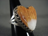 Important Huge Vintage Navajo Benny Touchine Heart Of Shell Native American Jewelry Silver Ring-Nativo Arts