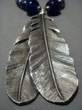 Important Huge Xxl Vintage Native American Jewelry Navajo Feather Sterling Silver Necklace Old-Nativo Arts