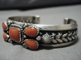 Important Jeanette Dale Coral Native American Sterling Silver Bracelet-Nativo Arts