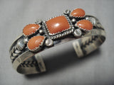 Important Jeanette Dale Coral Native American Sterling Silver Bracelet-Nativo Arts