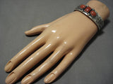Important Jeanette Dale Coral Navajo Native American Sterling Silver Bracelet-Nativo Arts