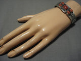 Important Jeanette Dale Coral Sterling Silver Navajo Native American Bracelet-Nativo Arts