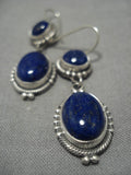 Important Jeanette Dale Native American Navajo Lapis Coral Sterling Silver Native Earrings-Nativo Arts