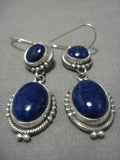 Important Jeanette Dale Native American Navajo Lapis Coral Sterling Silver Native Earrings-Nativo Arts