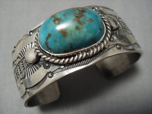 Important Jeanette Dale Native American Navajo Royston Turquoise Sterling Silver Bracelet-Nativo Arts