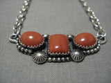 Important Jeanette Dale Native American Sterling Silver Necklace Coral-Nativo Arts