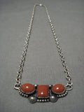 Important Jeanette Dale Native American Sterling Silver Necklace Coral-Nativo Arts