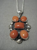 Important Jeanette Dale Navajo Sterling Silver Coral Native American Necklace-Nativo Arts