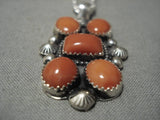 Important Jeanette Dale Navajo Sterling Silver Coral Native American Necklace-Nativo Arts