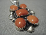 Important Jeanette Dale Navajo Sterling Silver Coral Native American Necklace-Nativo Arts