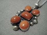 Important Jeanette Dale Navajo Sterling Silver Coral Native American Necklace-Nativo Arts