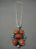 Important Jeanette Dale Navajo Sterling Silver Coral Native American Necklace-Nativo Arts