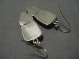 Important Jeanette Dale Sterling Silver Coral Native American Earrings-Nativo Arts